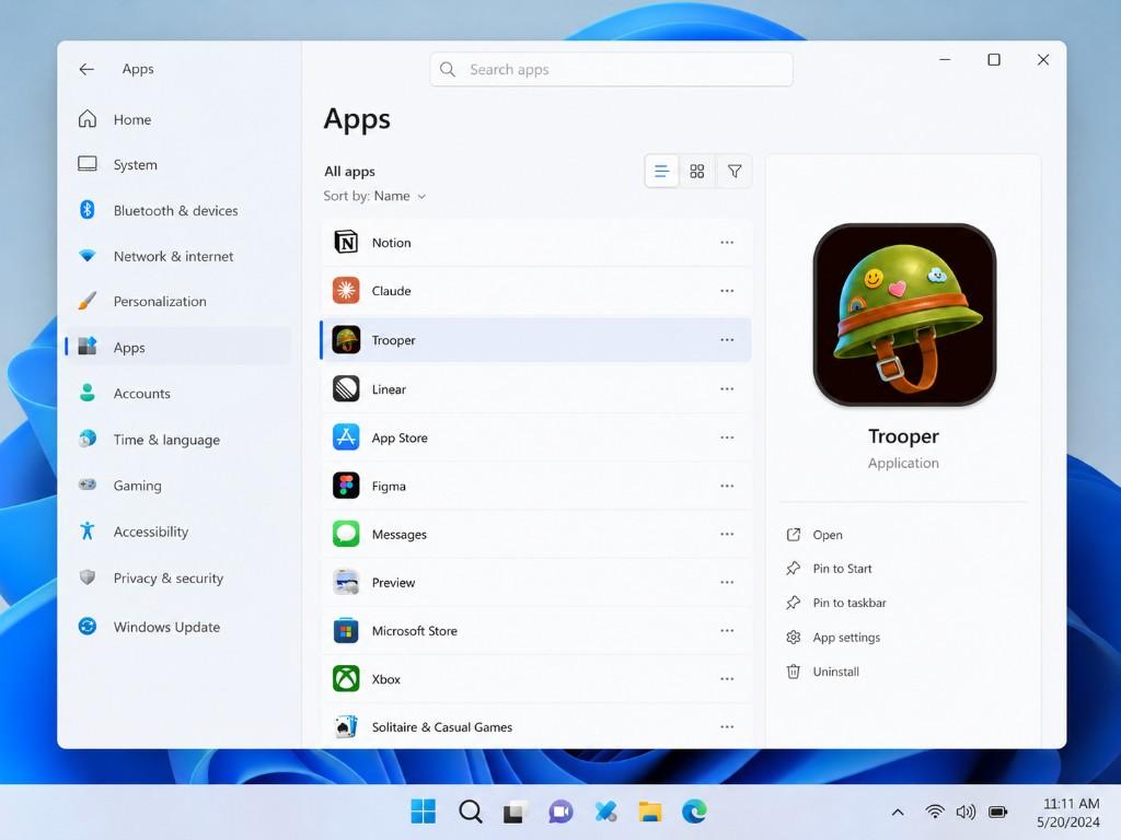 Open Pink Photos from Settings or the Start menu
